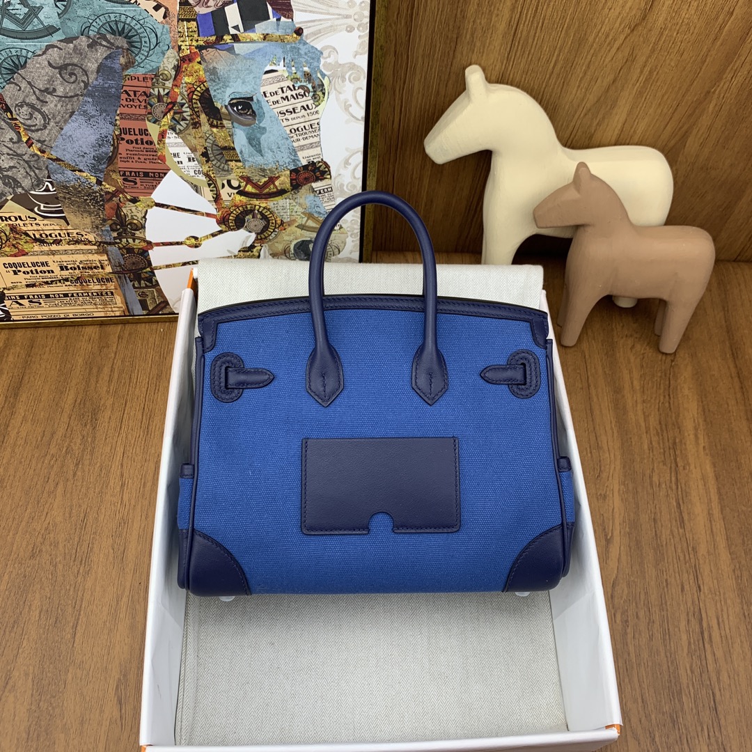 Hermes Cargo Birkin 25CM Limited Edition Canvas Handbag Blue